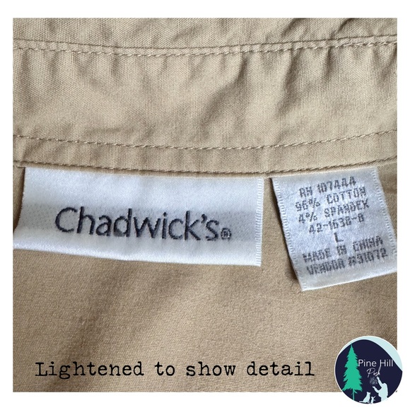 Vintage Chadwicks Button-up Shirt Womens Large Beige Long Sleeve Fitted Stretch - Picture 3 of 5